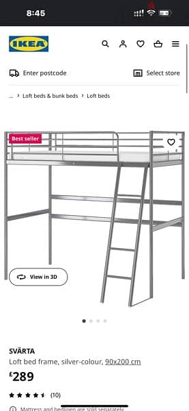 ikea stainless steel loft bed with mattress 50 riyal 3