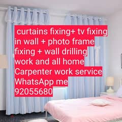 curtains,tv, fix in wall/drilling work/Carpenter,ikea fix repair work