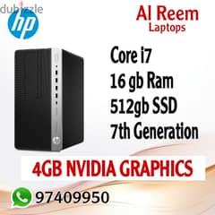 hp dektop 4gb NVIDIA graphics core i7 16gb ram 512gb ssd