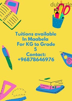 Tuition for classes kg to 5