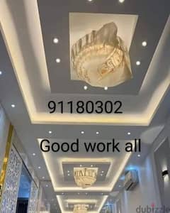will do all type gypsum ceiling designing and paint glass electrical