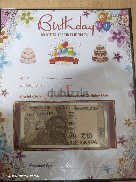 Birthday banknotes collectible item. DOB : 28-04-04 and 15-12-79 1