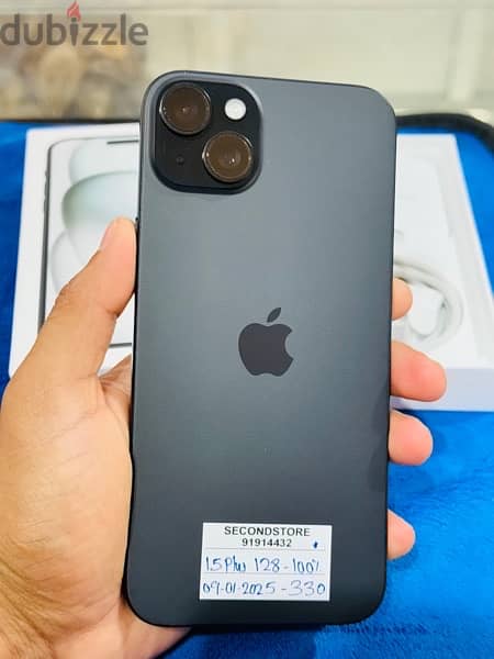 iPhone 15 plus 128GB - 100%Battery - 09-01-2025 apple warranty 1