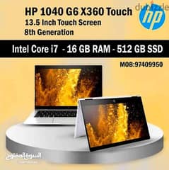 HP X360 TOUCH SCREEN 8th GENERATION CORE I7 16GB RAM 512GB SSD 13.3 IN