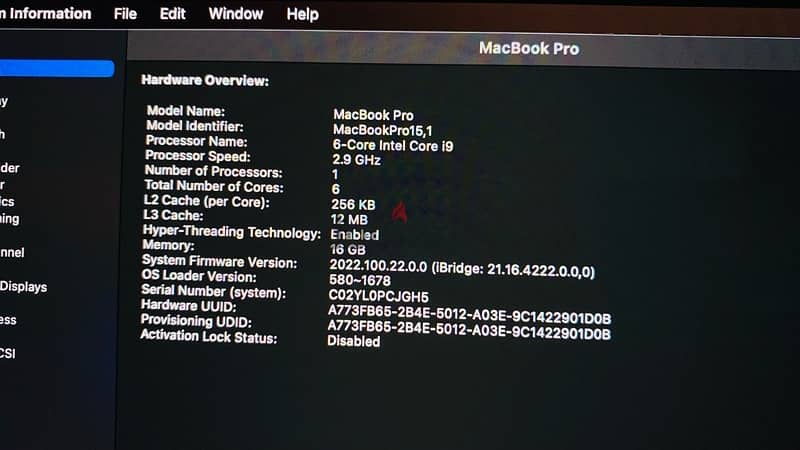 MacBook Pro i9 3
