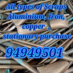 All types of Scraps Aluminium, Iron, copper  , stationary purchas zne