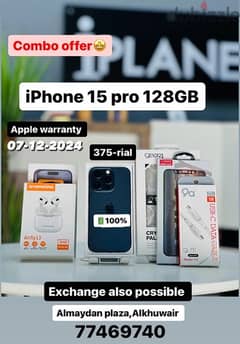 iPhone 15 pro 128GB battery 100% special offer with airpord