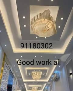 Will do all type gypsum board ceiling designing paint electrician work