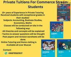 Tutoring for all commerce subjects