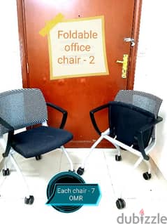 2 Foldable office chair. one chair - 8.5 OMR