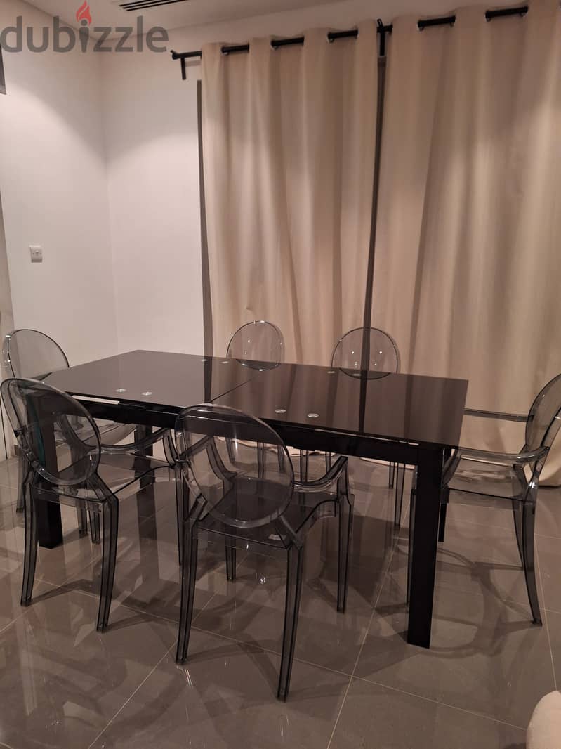 Glass dining table and chairs 1