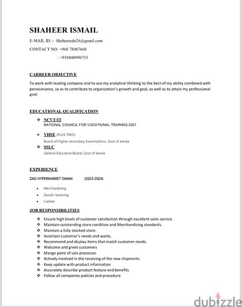 Iam interested in office work (Assistant field) 1
