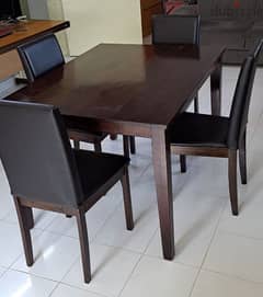 Dining table with chairs, shoe rack, center table, display shelf etc