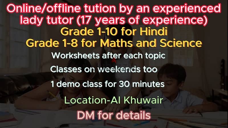 Tuition for Maths,Science And Hindi 0