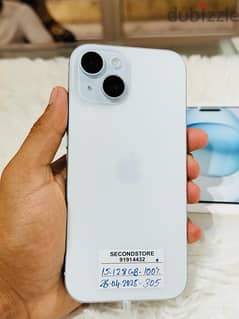 iPhone 15 128GB - 10 days used only - 26-04-2025 apple warranty