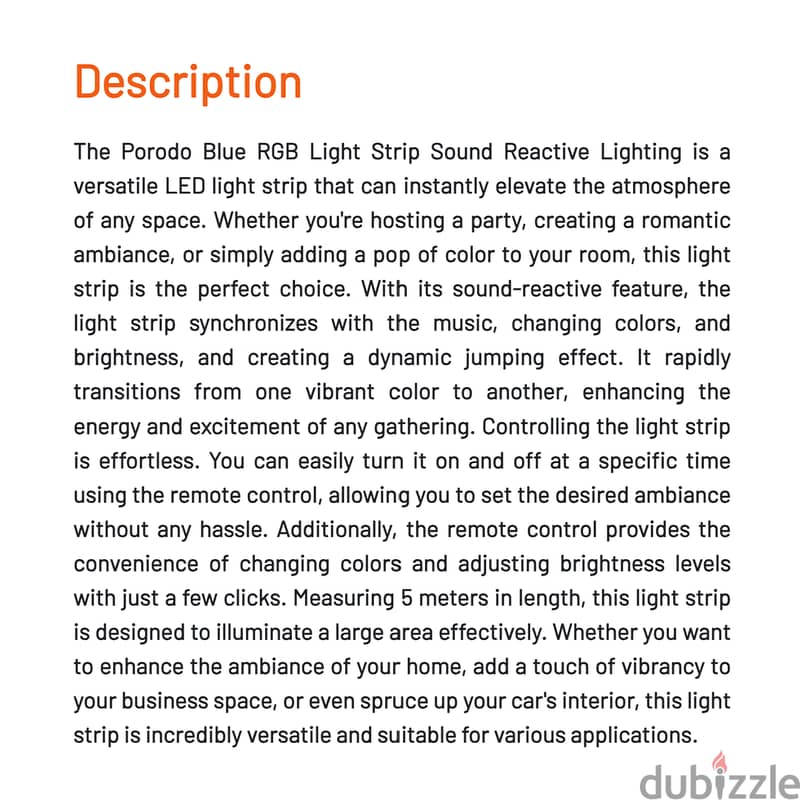 Porodo Blue Sound Reactive RGB Strip Light - اضاءة تتفاعل مع الاصوات ! 8