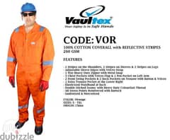 100%CoTTon cOVeRall With ReflecTIVeS- 260 GsM- VOR- oRAngE