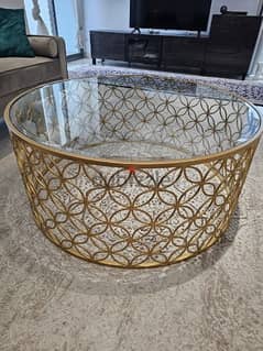 REDUCED PRICE ! Gold and glass coffee table ( from Home Centre)