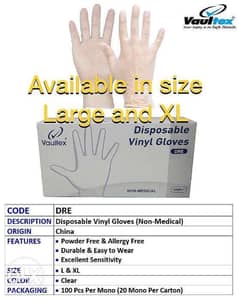 VaULTeX DisPOSabLE GloveS(nON-meDICaL)