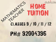 Mathematics Home tuition available