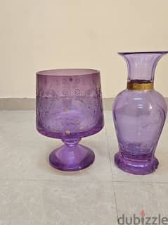 2 Pc crystal glass vase 0