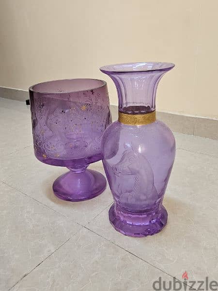 2 Pc crystal glass vase 1