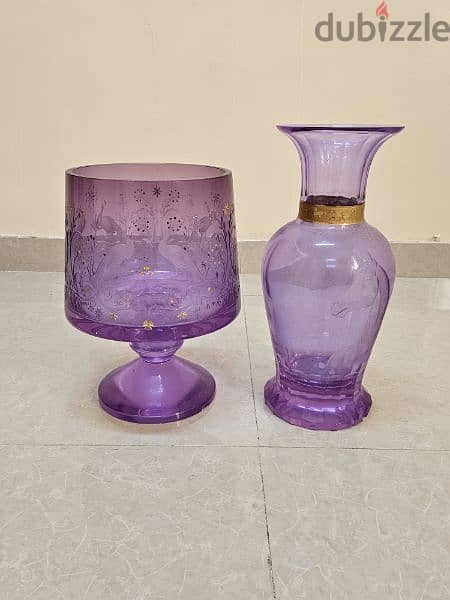 2 Pc crystal glass vase 3