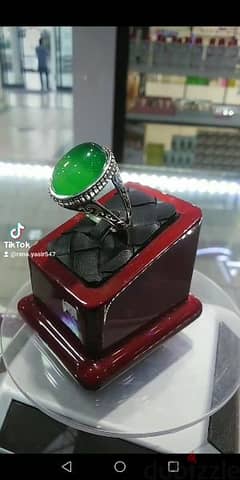 silver Irani style men ring with agate