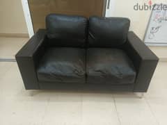 black leather sofa 3+ 2
