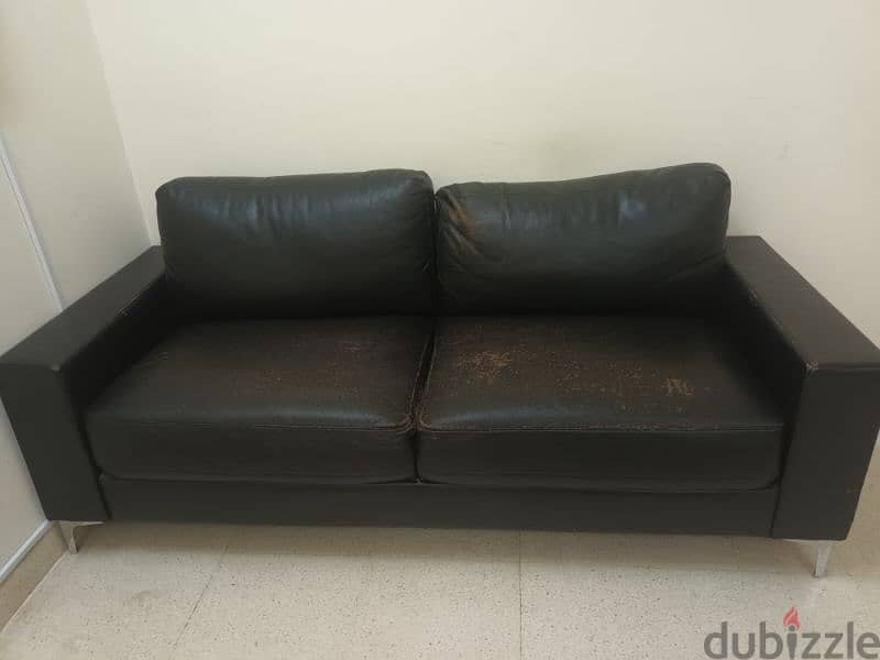 black leather sofa 3+ 2 1