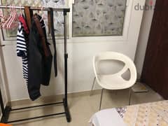 2 Chairs with dress stand & hangers