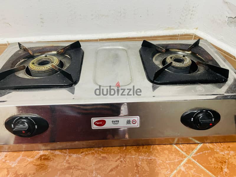 Gas Cylender with Gas and 2 Burner Gas Stove in Good Condition. 1