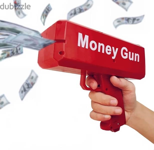 Money Gun Cash Spray Toy Cannon Shoot Gun +100 Notes 2
