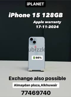 iPhone 15 128Gb battery 98% good and neet condition best price