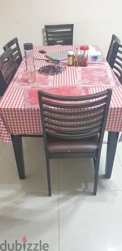 Used - Dining Table with 6 chairs (Malaysian Wood) 0