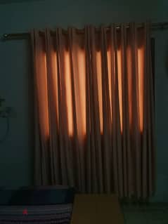 Peach color long curtains