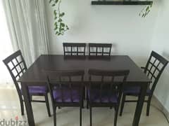 Dining table with 6 chairs with L shap sofa