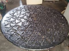 ANTIQUE STEEL ROUND DINING TABLE FOR 4 PERSONS, GOOD DESIGN 0