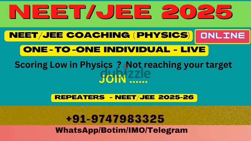 TUITION PHYSICS( 9- 12)  // NEET-JEE(1-2-1)  WhatsApp : +91 9747983325 1