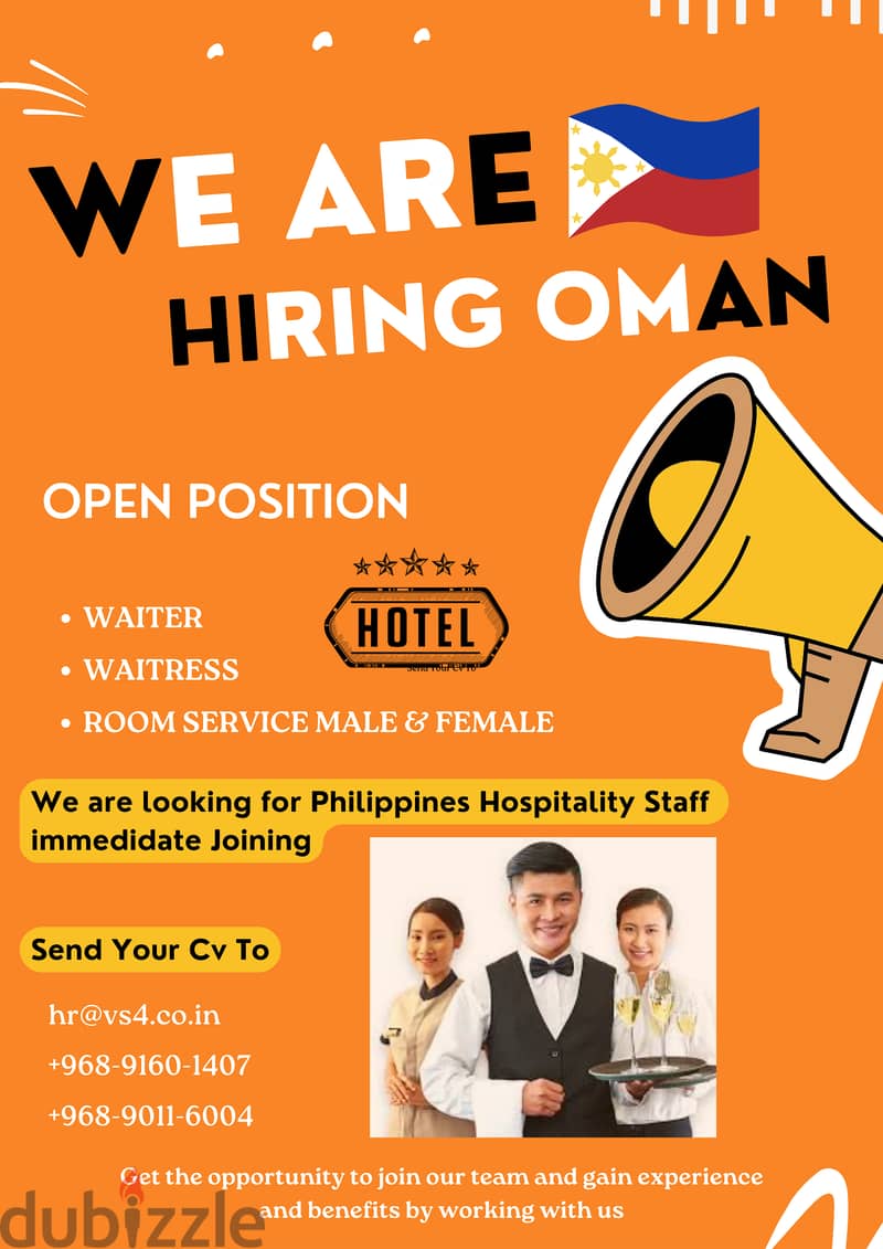 for Philippines Hospitality Staff  immediate Joining 1