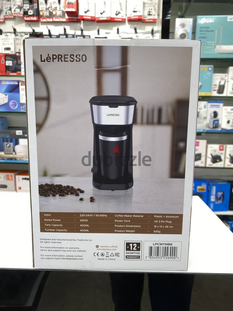 LePRESSO INSTANT COFFEE BREWER WITH  TRAVEL MUG. 1