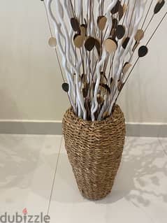 decorative reeds and wicker pot