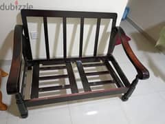 wooden sofa without cushion, curtain rod