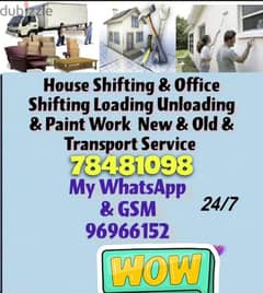 House Shifting & 
Vill Shop Office 
Shifting & 
Pakking