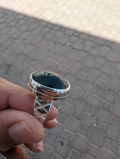 خاتم عقيق اخضر ملكي فضة عمانية ثقيلة