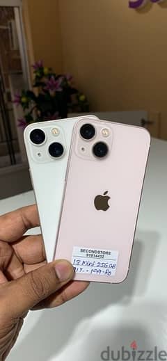 iPhone 13 mini 256GB -pink and white color -90% battery above 0
