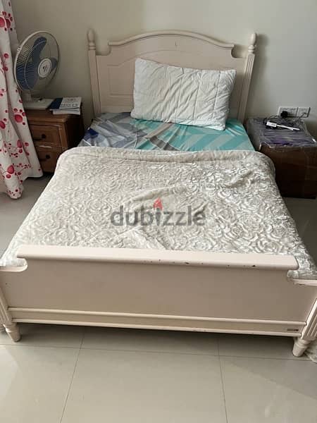 2 single bed wooden 100X200 white colour with Orthopedics mattress. 1