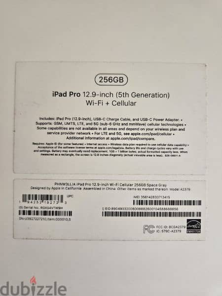 iPad Pro 12.9 inch (2021) 5th gen m1 256gb wifi + cellular 10