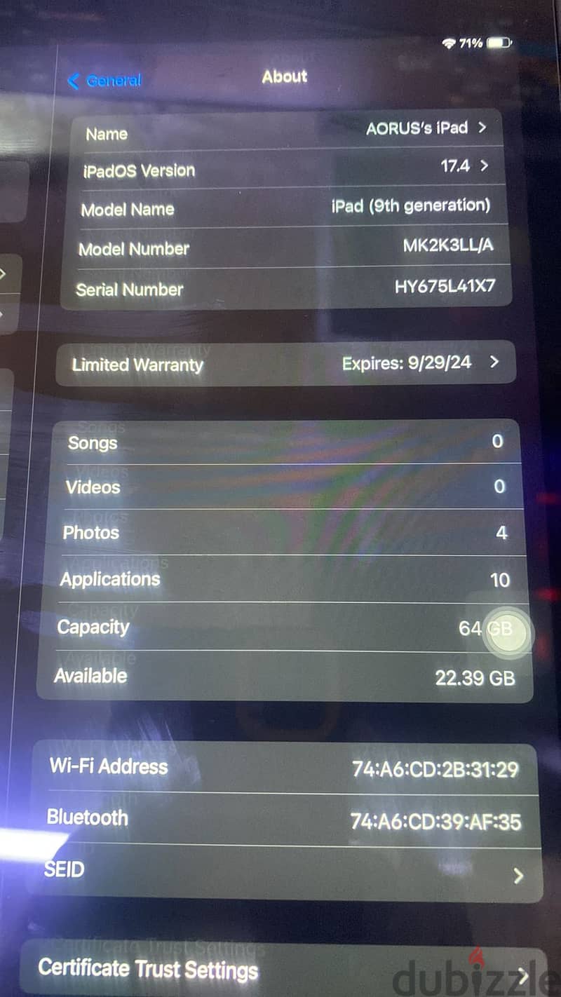 Ipad 9 10.2 WIFI 64GB sale and exchange 5