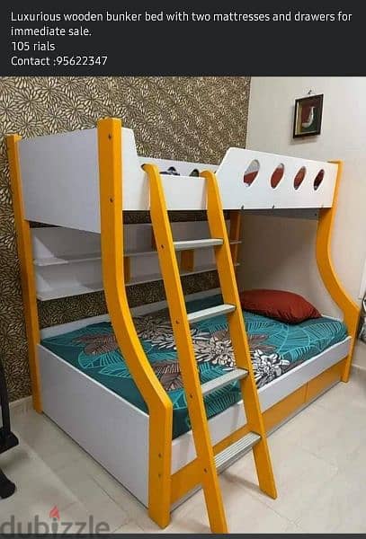 Luxurious wooden bunker bed with drawer for immediate sale 1